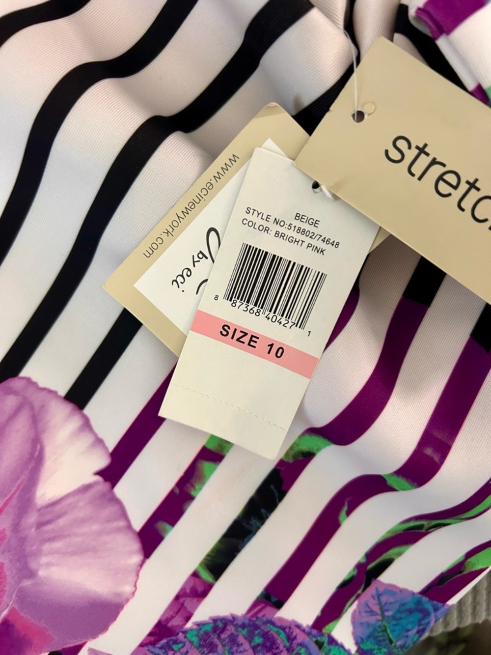 Beige by eci Black White Dress Striped Floral Midi Spring Maximalist Office - Picture 10 of 13